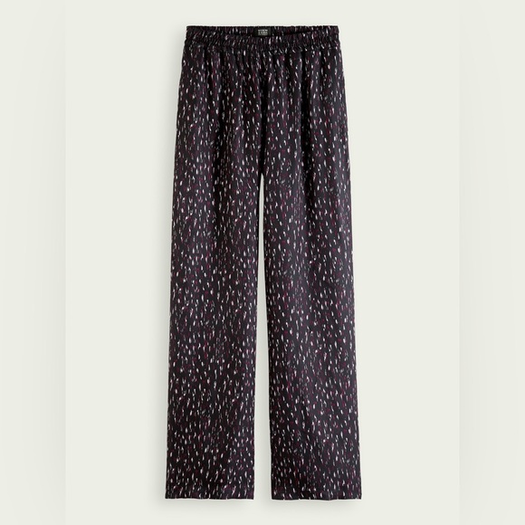 Scotch & Soda “Gia” Wide-Leg Trousers Abstract Print Black Pink Size S/32 LNC - Picture 6 of 9